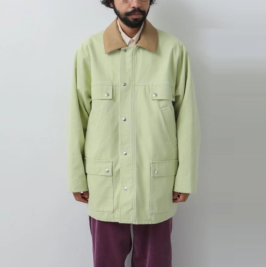 AURALEE 2024 A/W WASHED ORGANIC CANVAS HUNTING BLOUSON - LIME GREEN PRE ORDER ITEM (預訂中)
