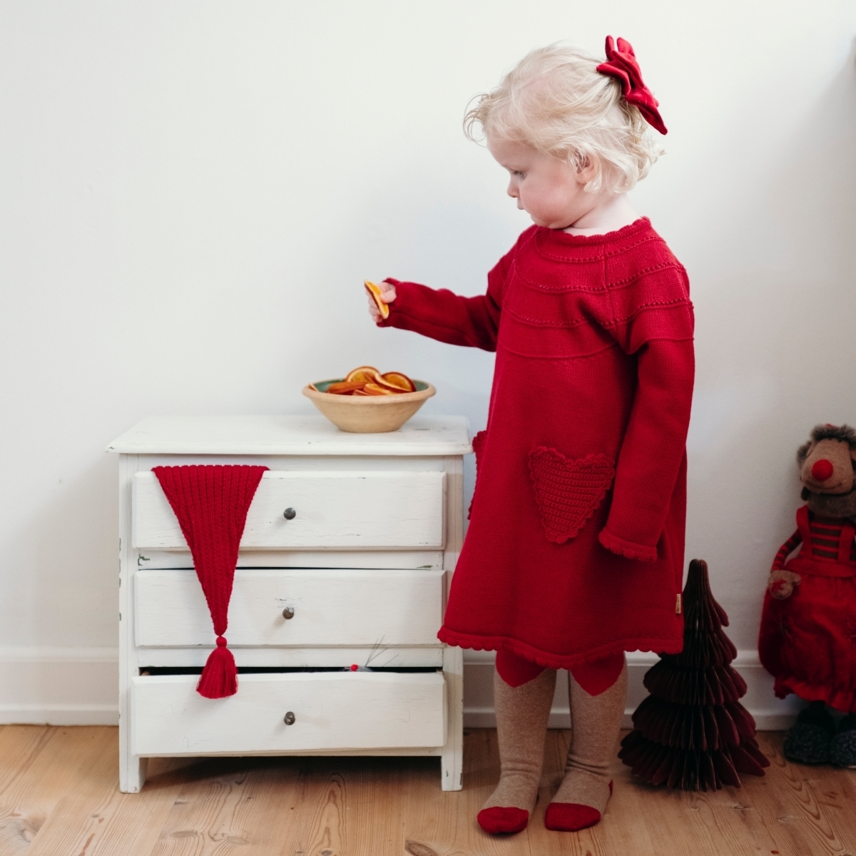 〖 Hust & Claire 〗紅色愛心口袋針織洋裝