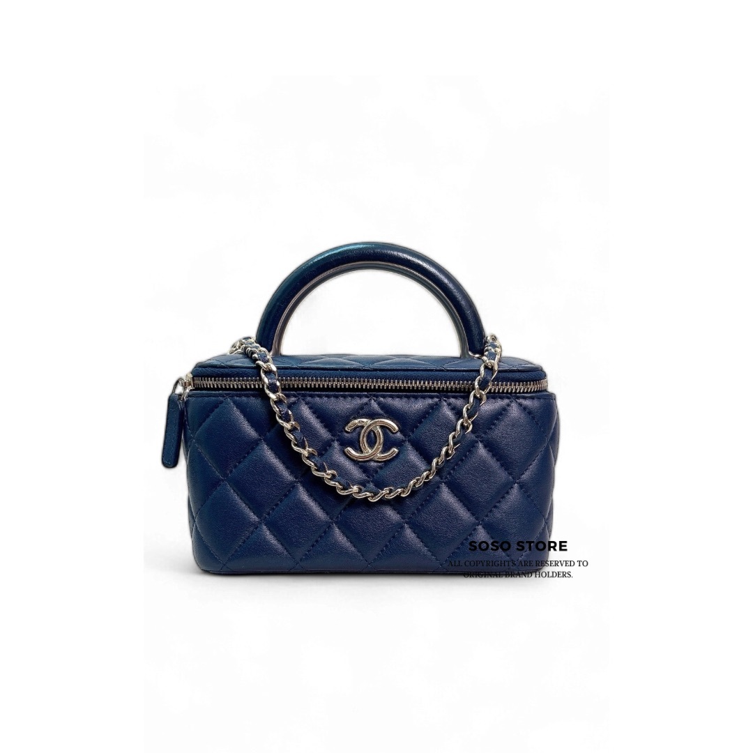 Chanel Timeless Classic Handle Vanity - Navy / Ghw