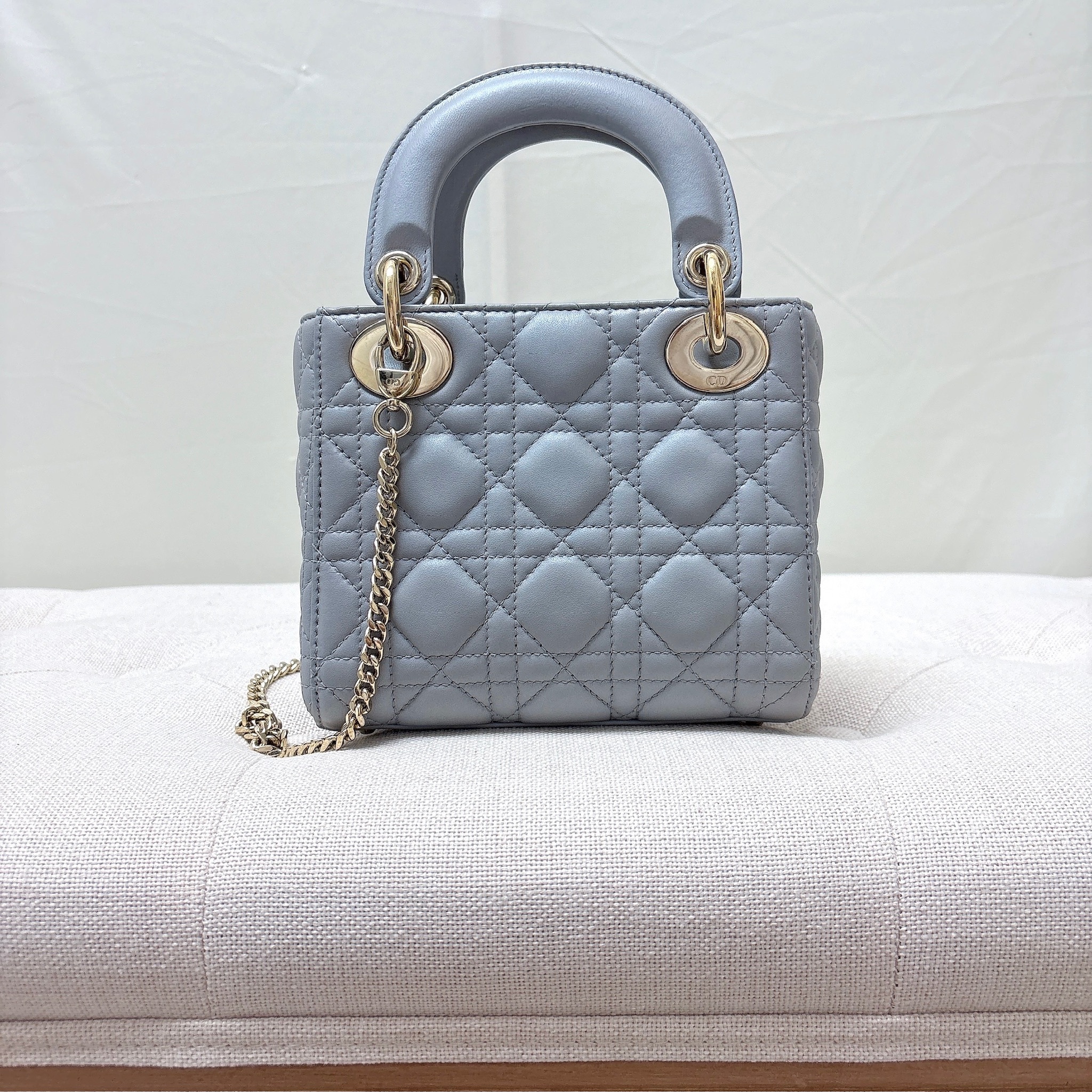 Dior Lady Dior Mini Bag - Grey / Ghw