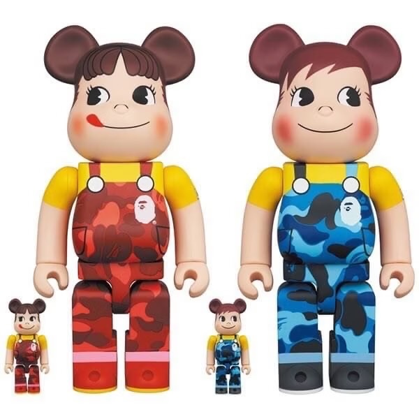 BE@RBRICK BAPE ×不二家 奶妹 奶弟 400% & 100%