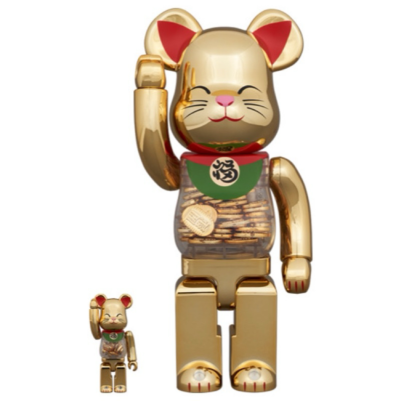 BE@RBRICK  小判 眯眼 開運金幣招財貓 400% & 100%
