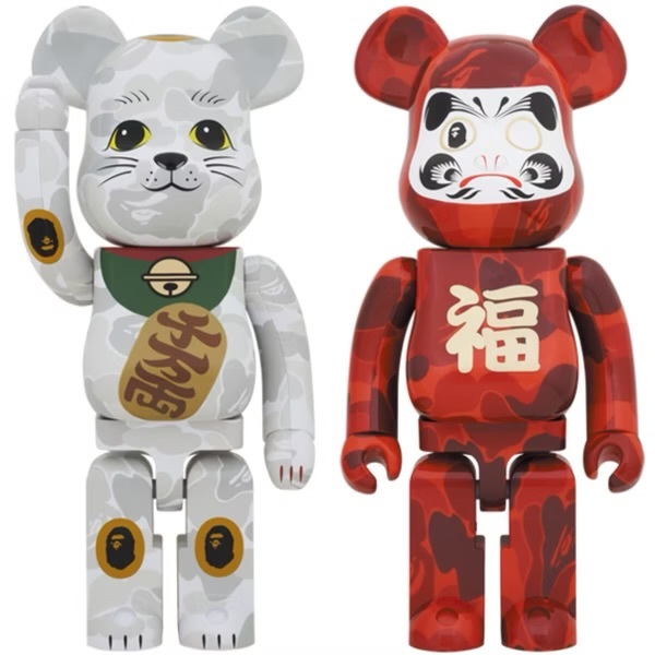 BE@RBRICK  BAPE 初代新年 招財貓 達摩  400%  套組