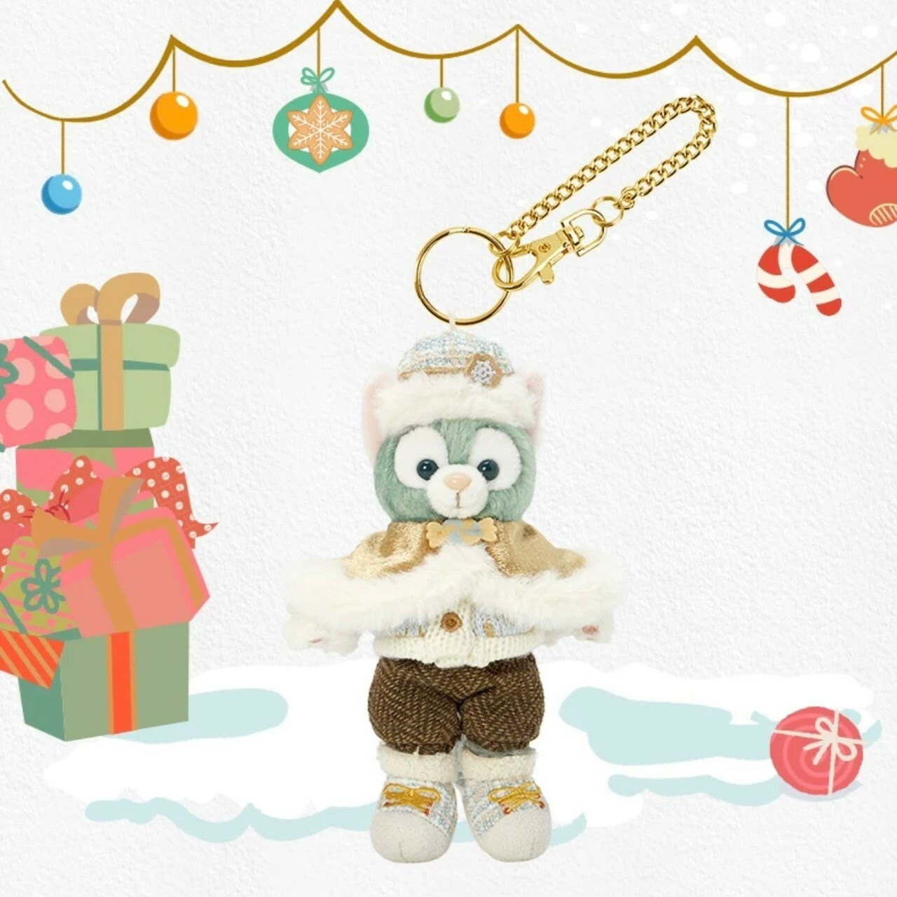 2024 冬日 達菲 Duffy 與好友們 傑拉托尼 畫家貓 Gelatoni 鑰匙圈 吊飾 -上海迪士尼樂園