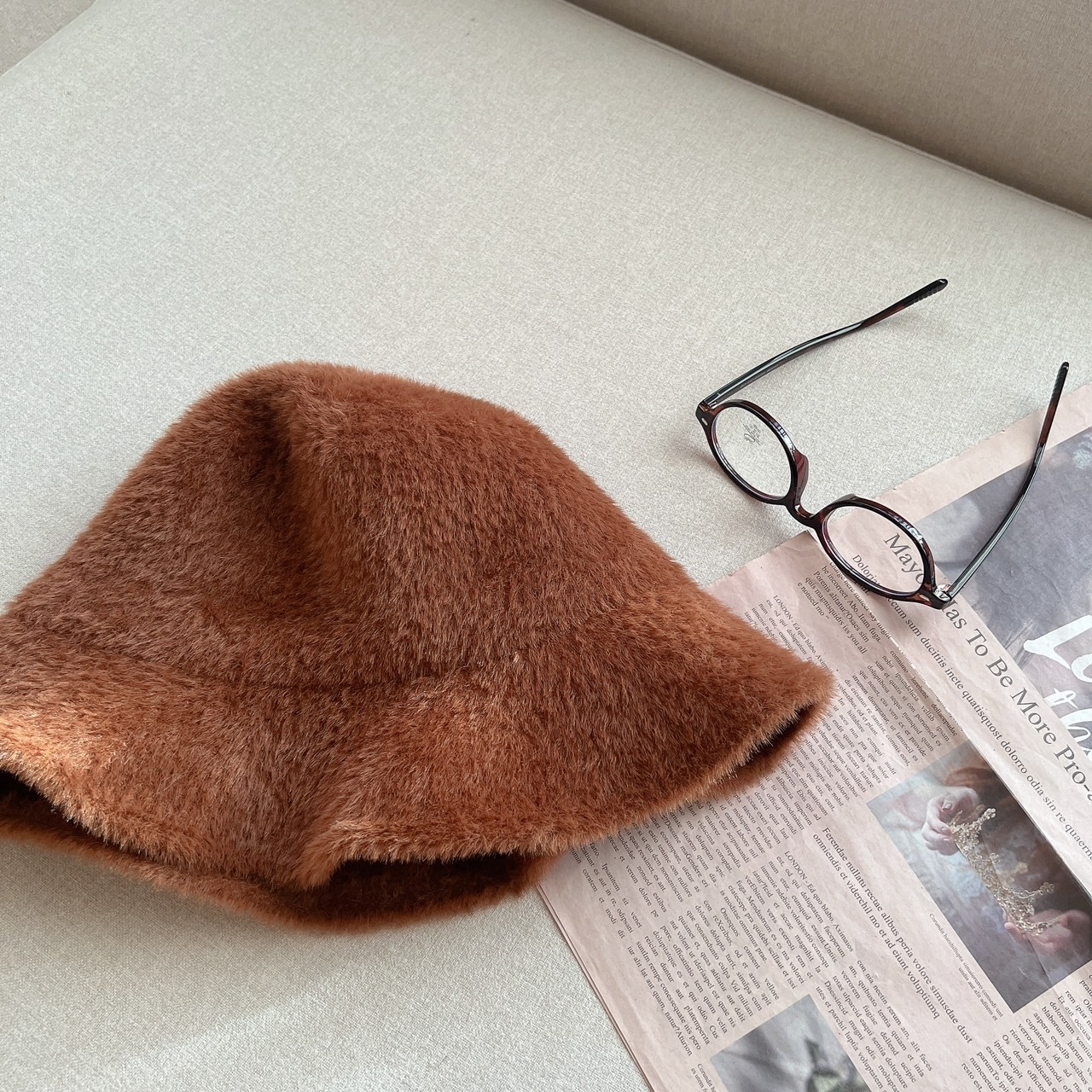 仿水貂毛漁夫帽/四色