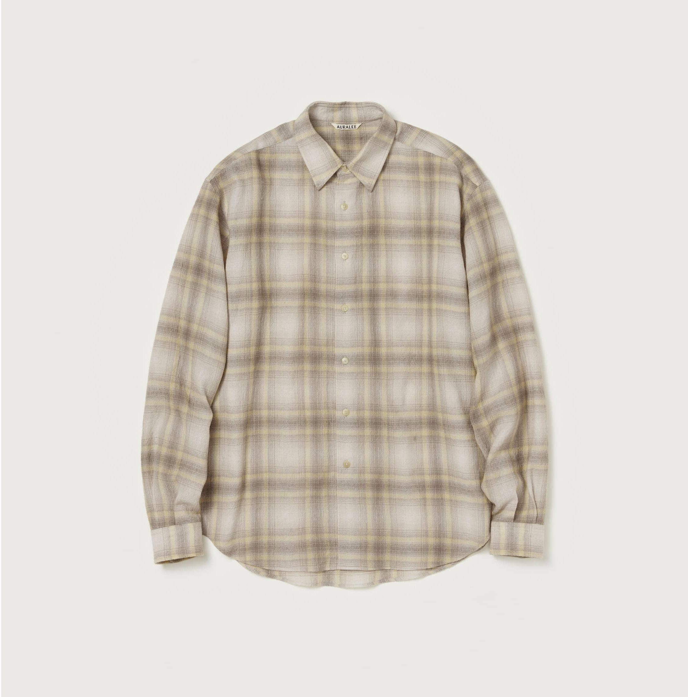AURALEE 2024 A/W AIRY WOOL CHECK SHIRT - YELLOW x GREY CHECK PRE ORDER ITEM (預訂中)