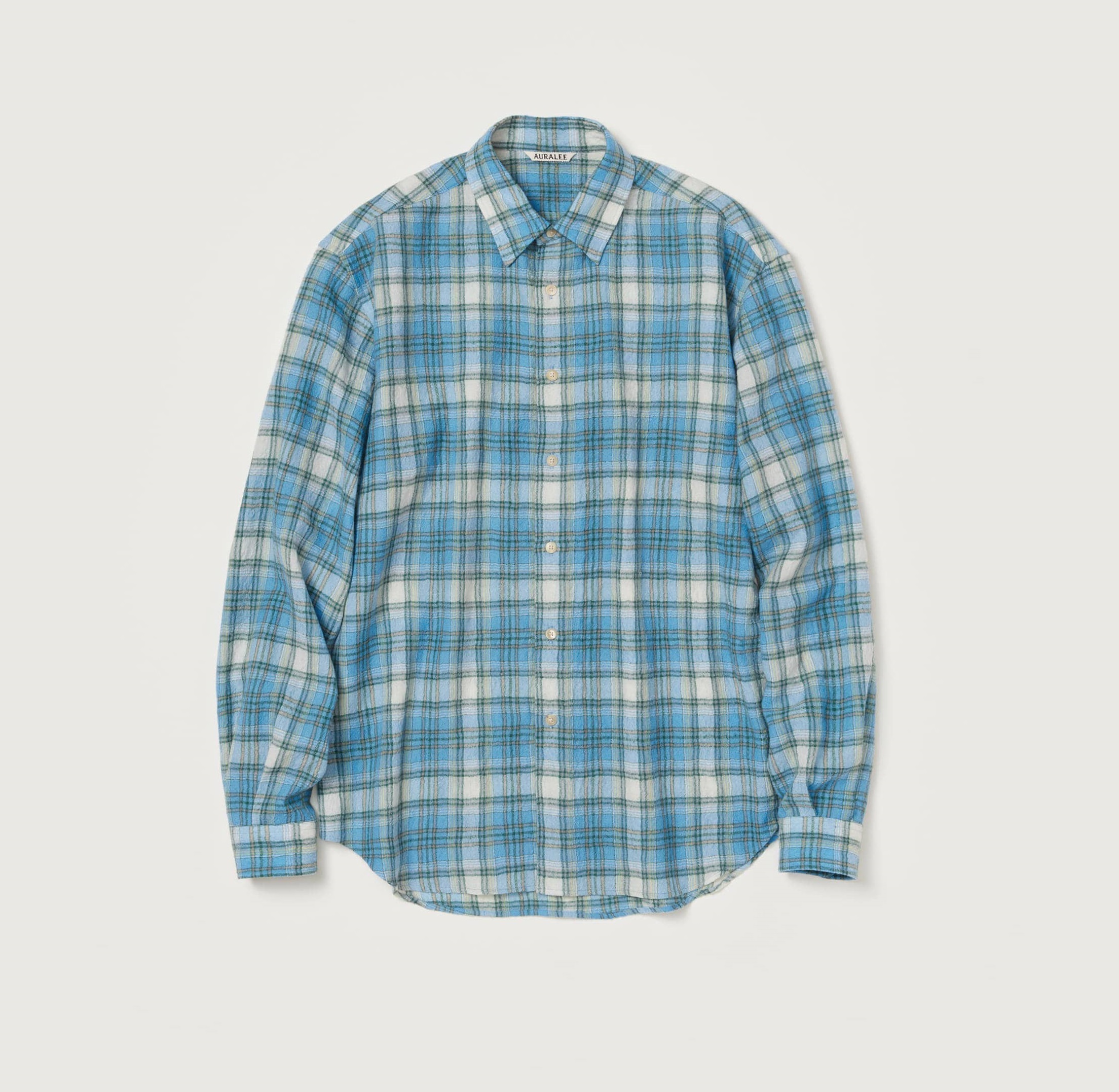 AURALEE 2024 A/W AIRY WOOL CHECK SHIRT - BLUE CHECK PRE ORDER ITEM (預訂中)