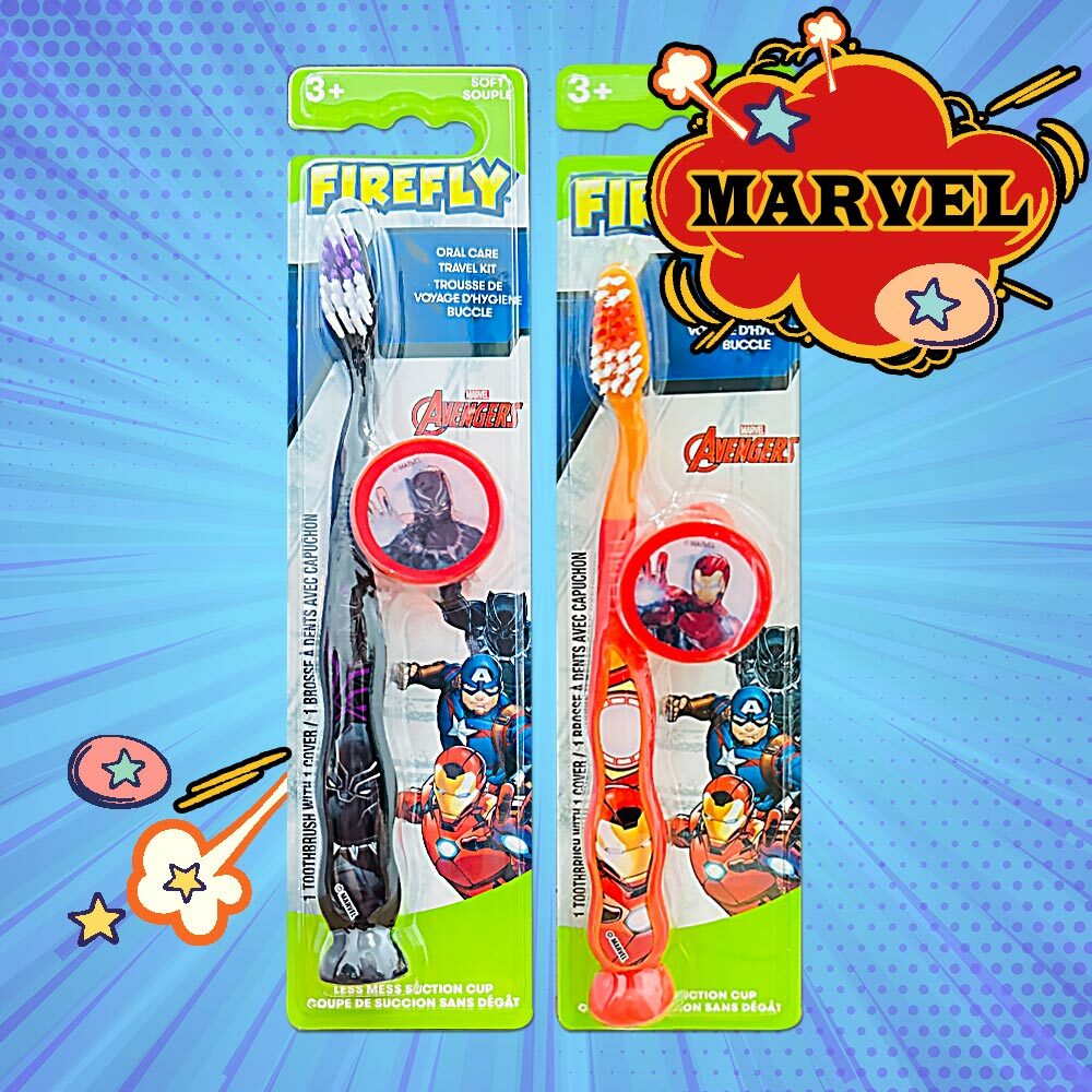 【MARVEL】單入兒童吸盤牙刷(附刷蓋)-款式隨機