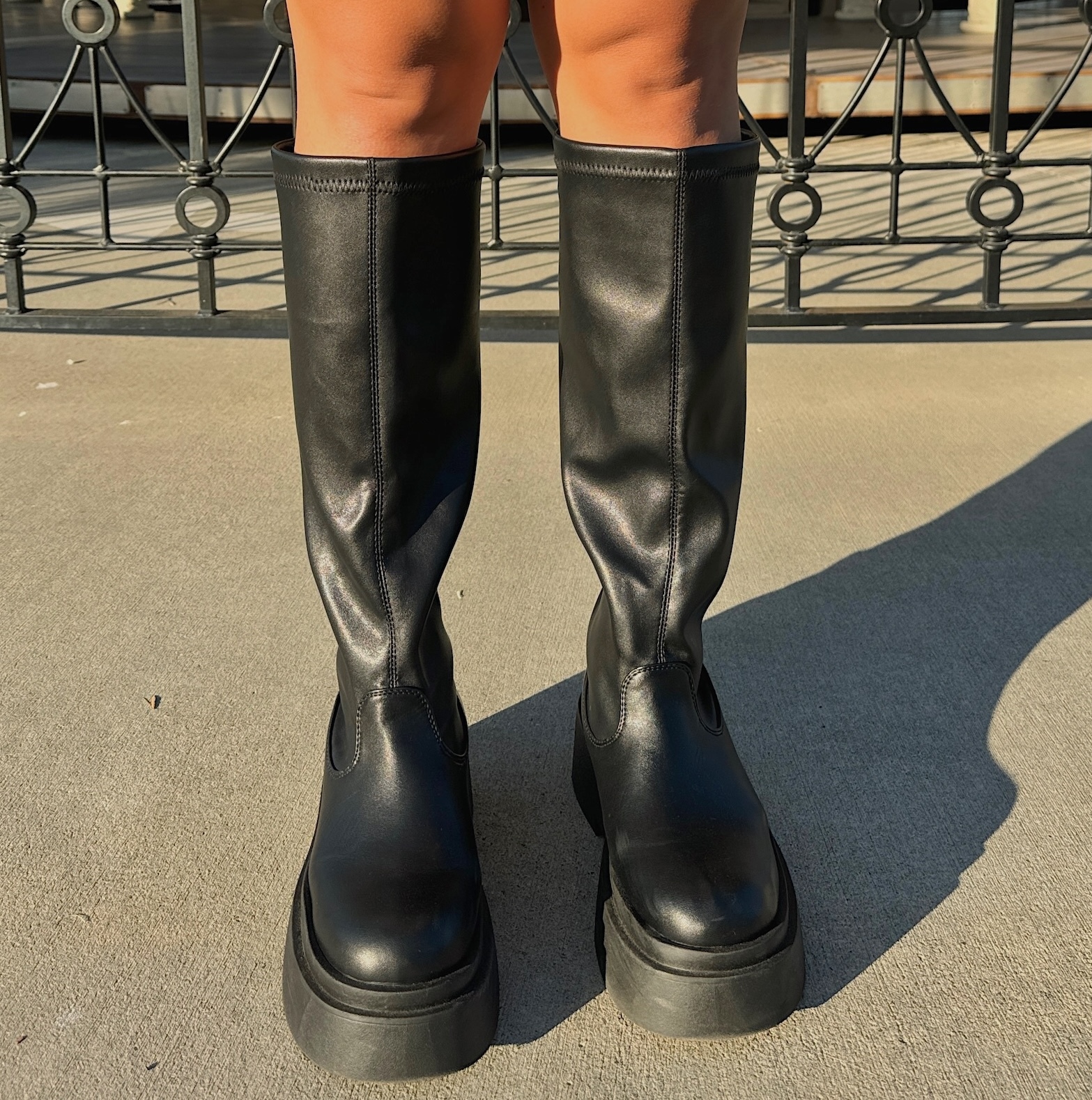 私藏神靴㊙️彈力皮質厚底長靴