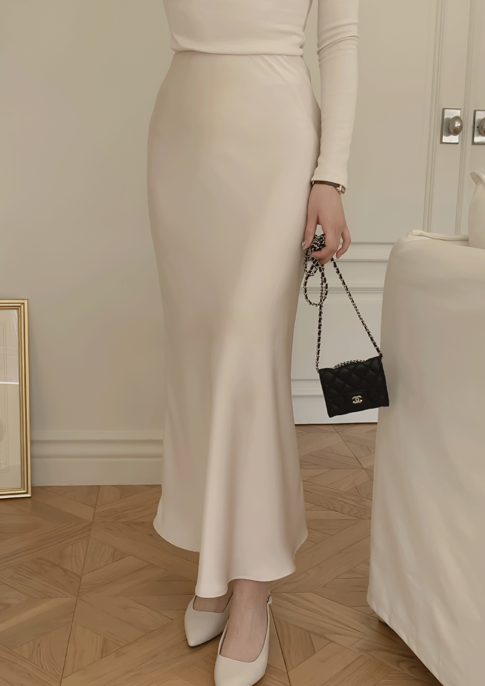 高奢緞面魚尾裙 ( 2 colors) 全鬆緊彈力腰圍