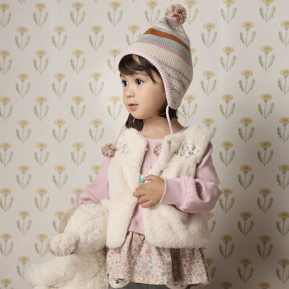 繽紛色彩立體球球針織帽 粉