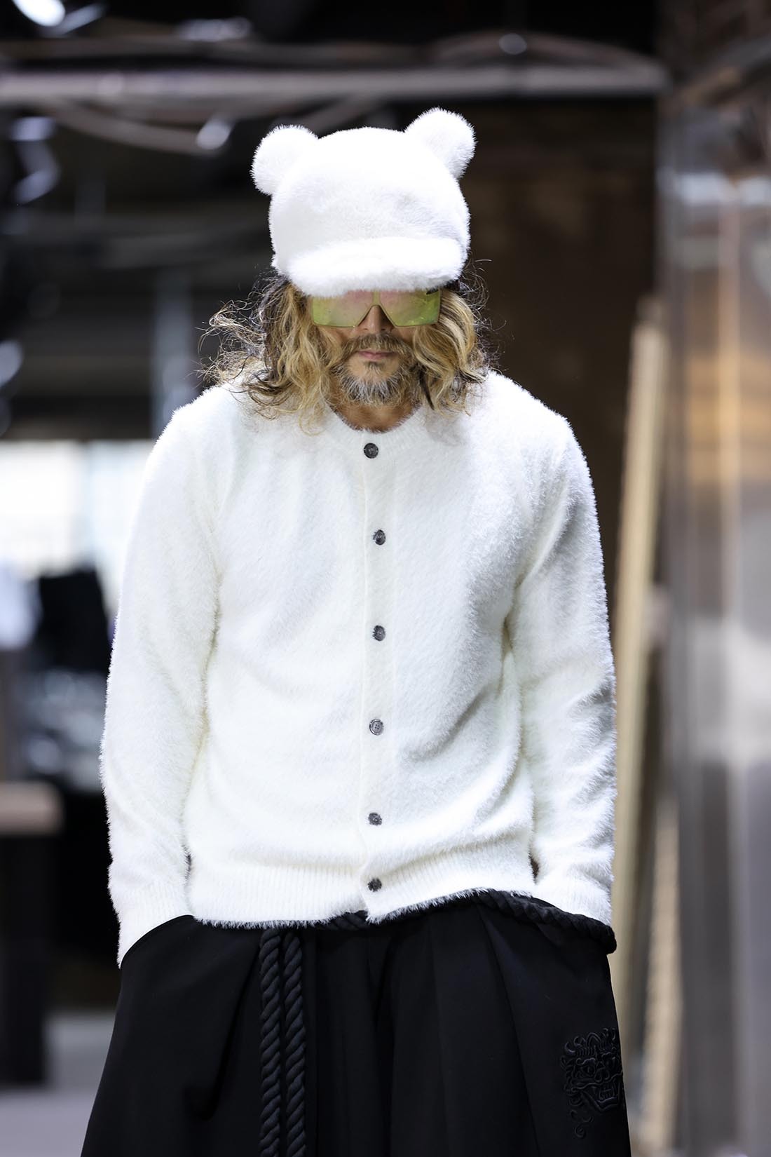 圓領安哥拉羊毛針織開襟衫