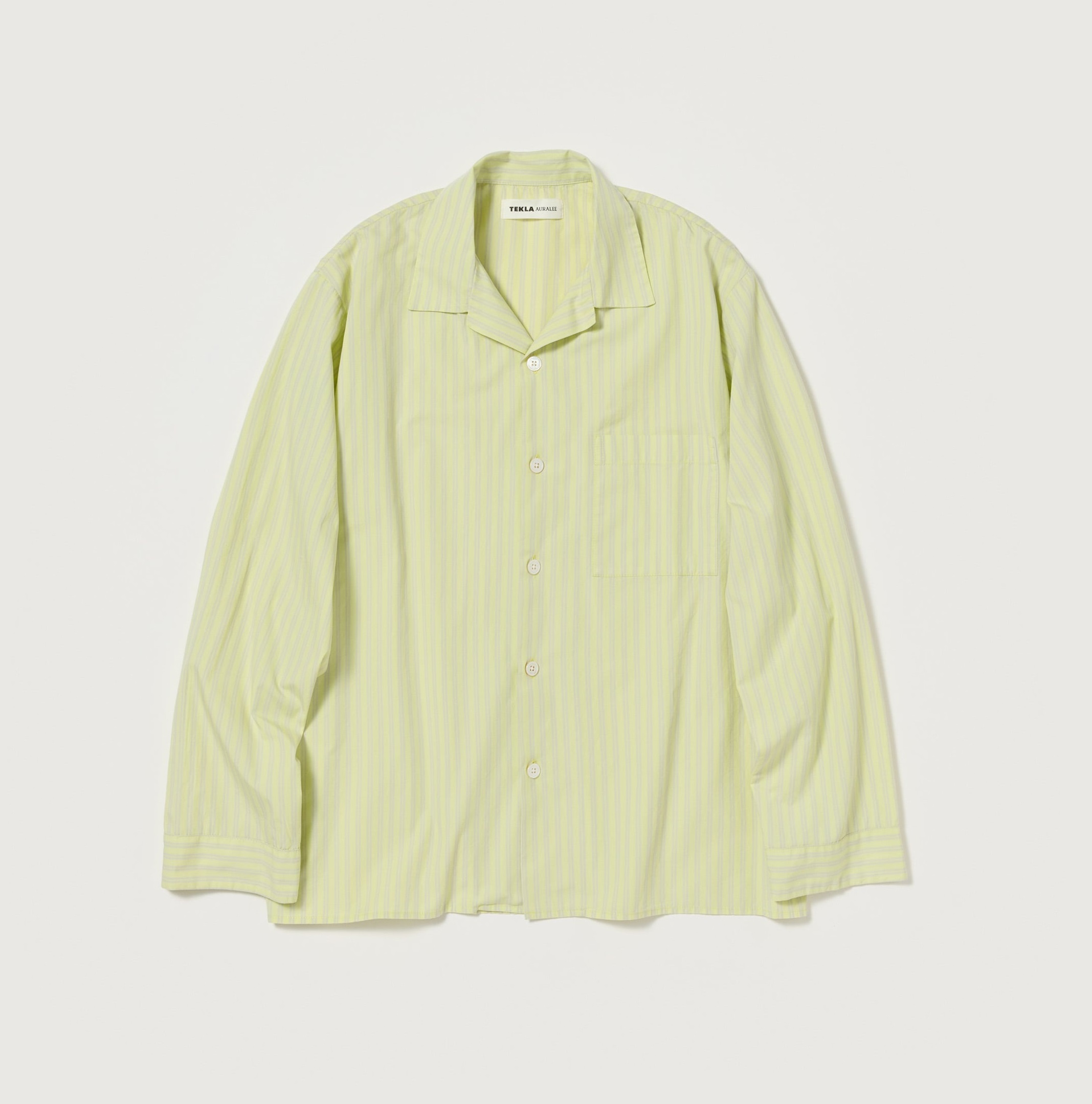 AURALEE 2024 A/W COTTON POPLIN PYJAMAS SHIRT L/S - LIGHT MOSS STRIPES PRE ORDER ITEM (預訂中)