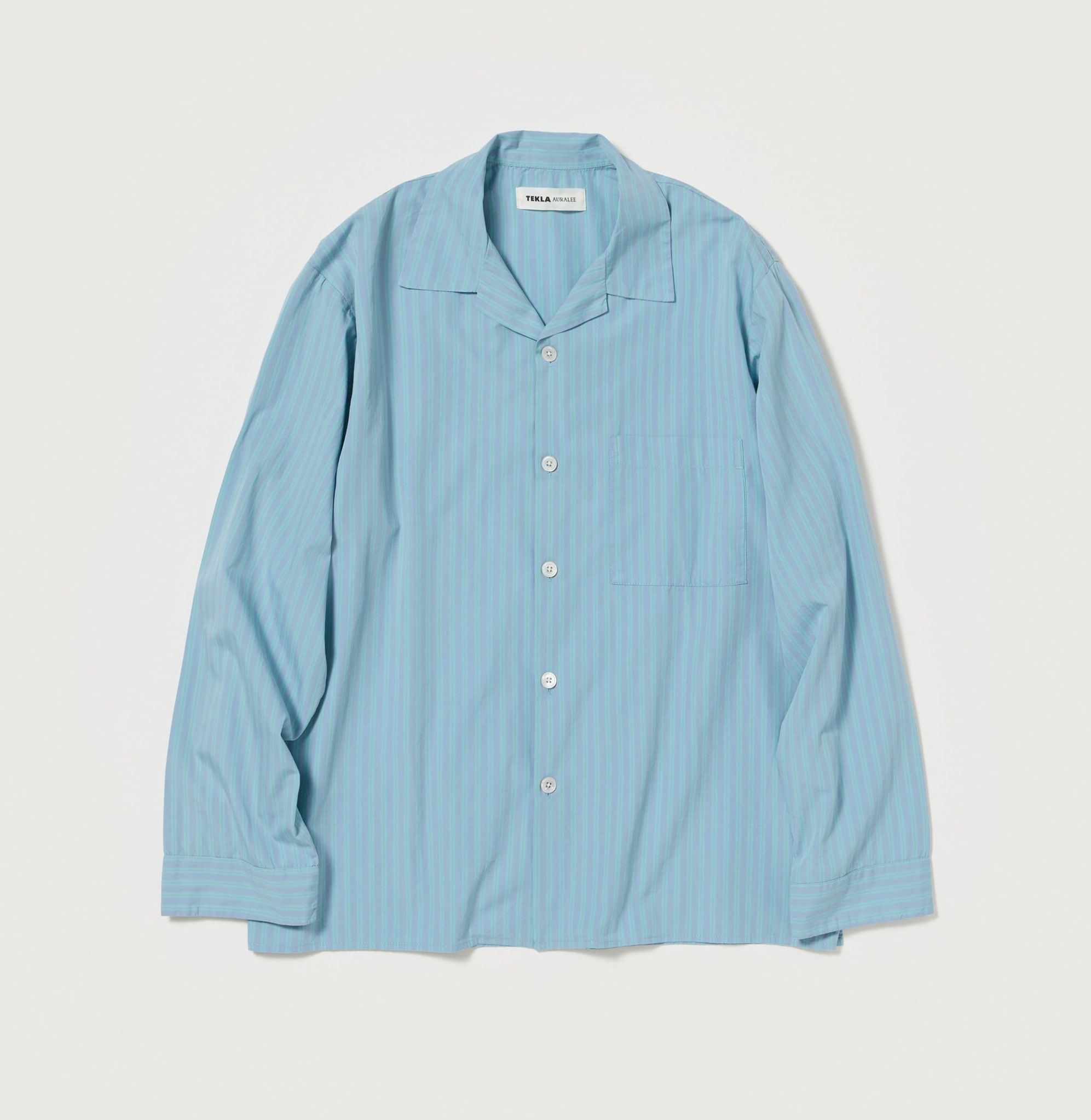 AURALEE 2024 A/W COTTON POPLIN PYJAMAS SHIRT L/S - MIST STRIPES PRE ORDER ITEM (預訂中)