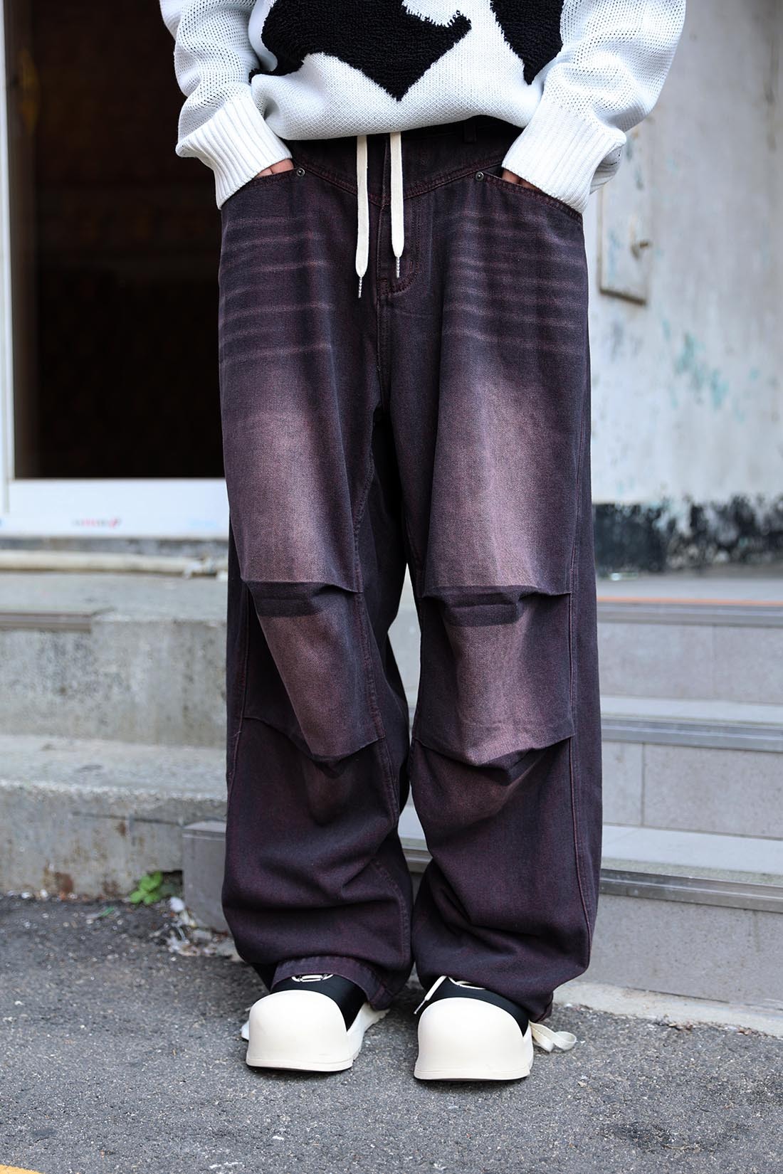 兩褶水洗氣球牛仔褲