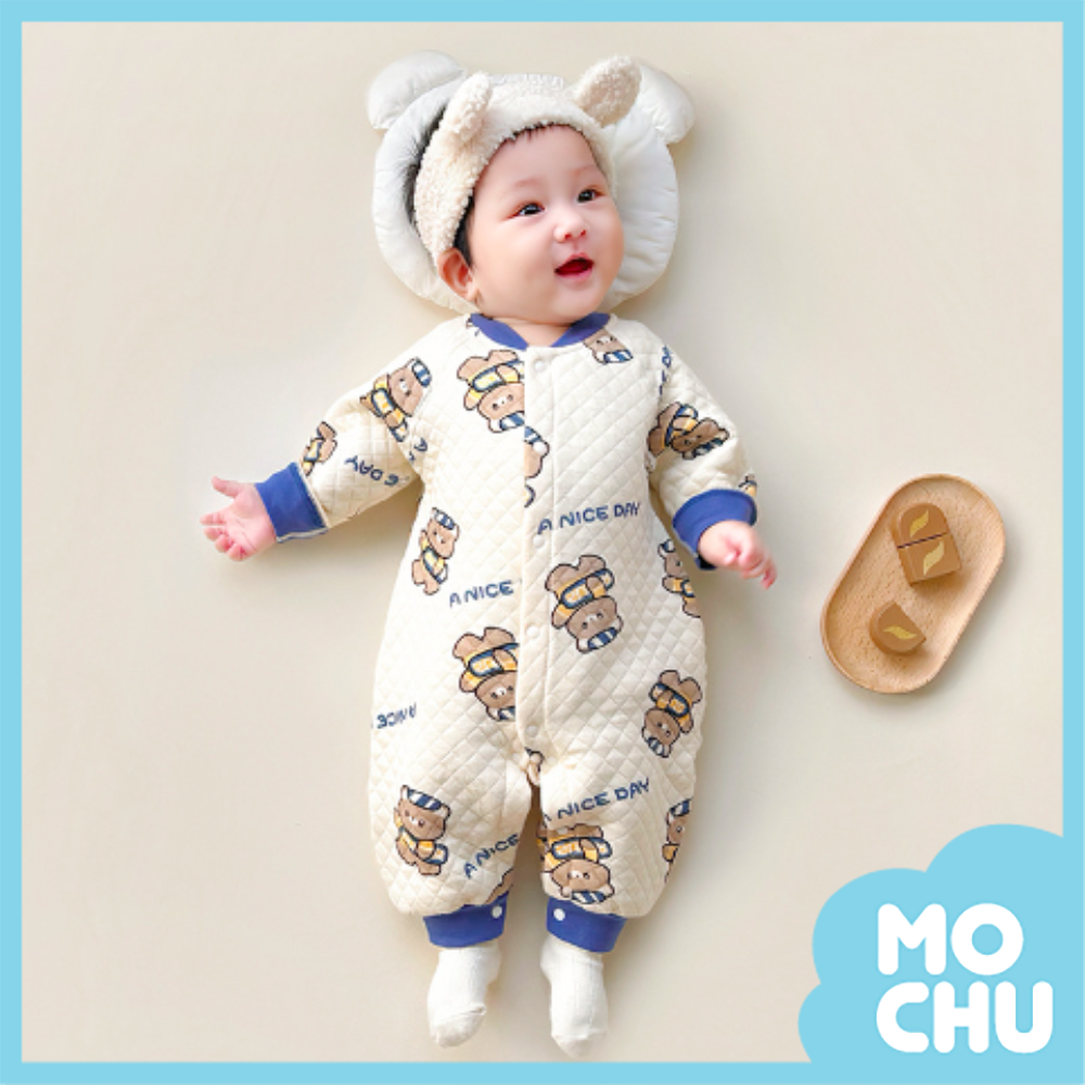 滑板熊夾棉長袖連身衣