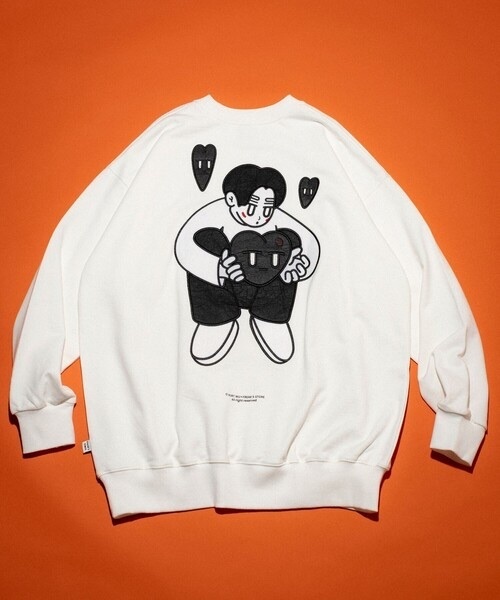 Kurt Wu / 別注 two side warm heart 刺繍CREW SWEAT