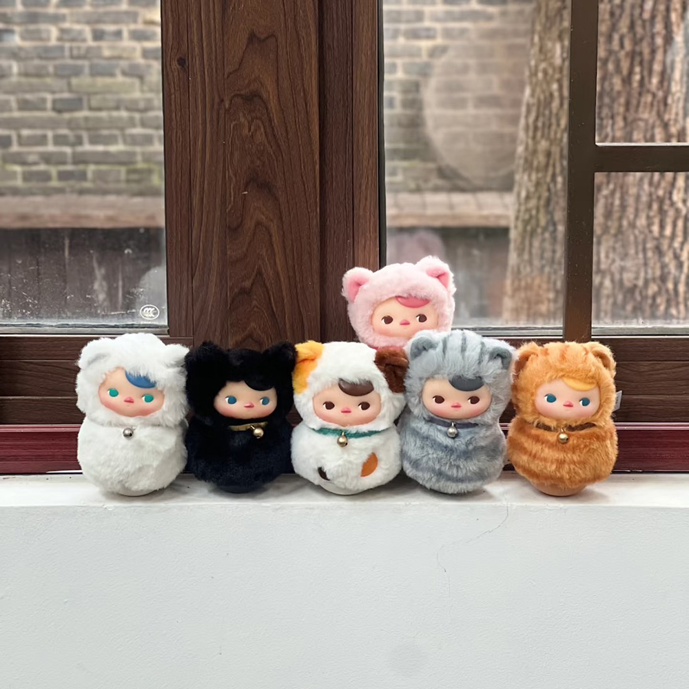 LISA 同款 POP MART 泡泡瑪特 PUCKY 喵喵不倒翁 系列 搪膠毛絨 公仔 盲盒 手辦 整盒6個