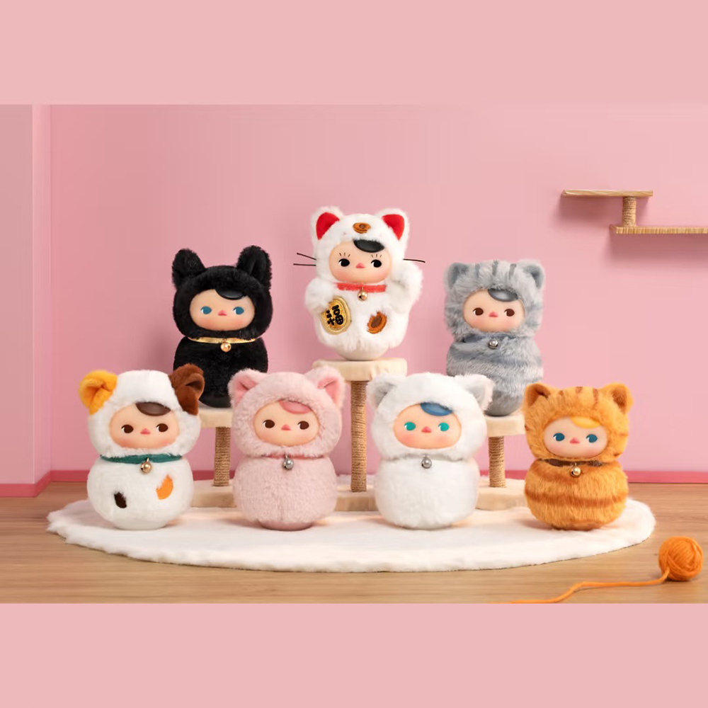 LISA 同款 POP MART 泡泡瑪特 PUCKY 喵喵不倒翁 系列 搪膠毛絨 公仔 盲盒 手辦 整盒6個