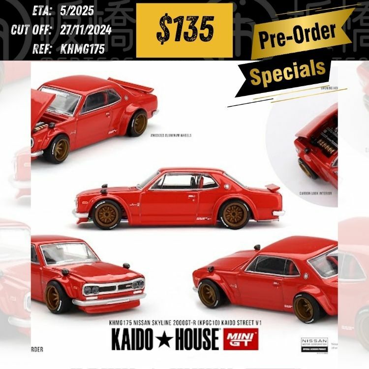 PO-$135 * Mini GT * x Kaido House KHMG175 Nissan Skyline 2000GT-R (KPGC10) Kaido Street V1 [OD14/11]