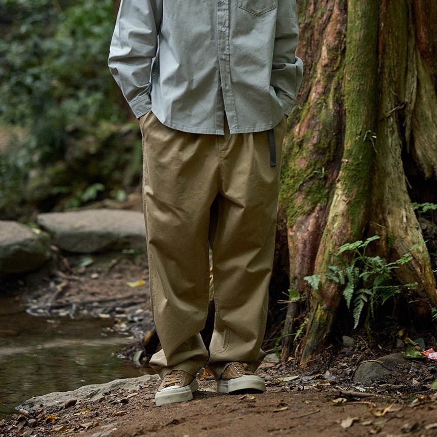 純棉斜紋微錐型休閒褲