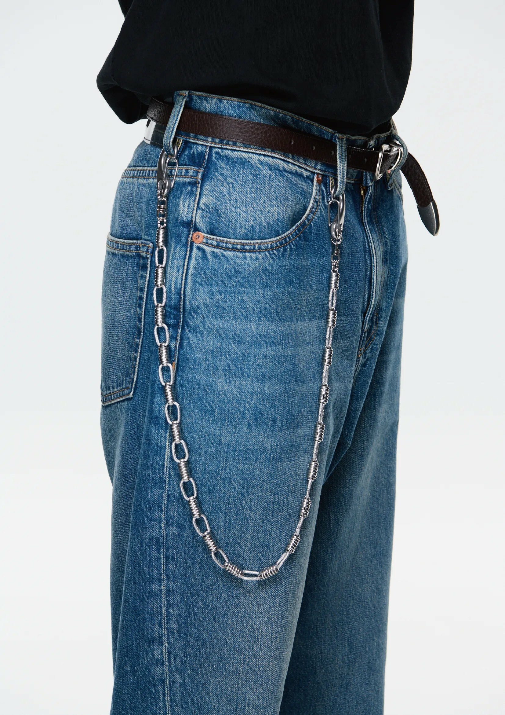 MTC03 多圈節串接紋路長型環純鋼褲鏈