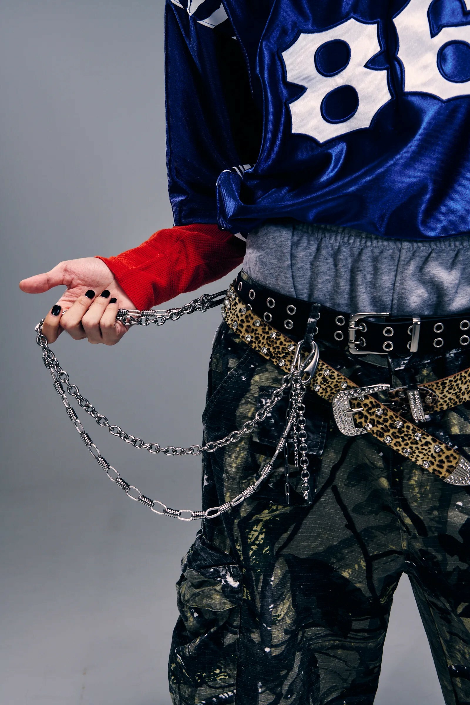 MTC03 多圈節串接紋路長型環純鋼褲鏈