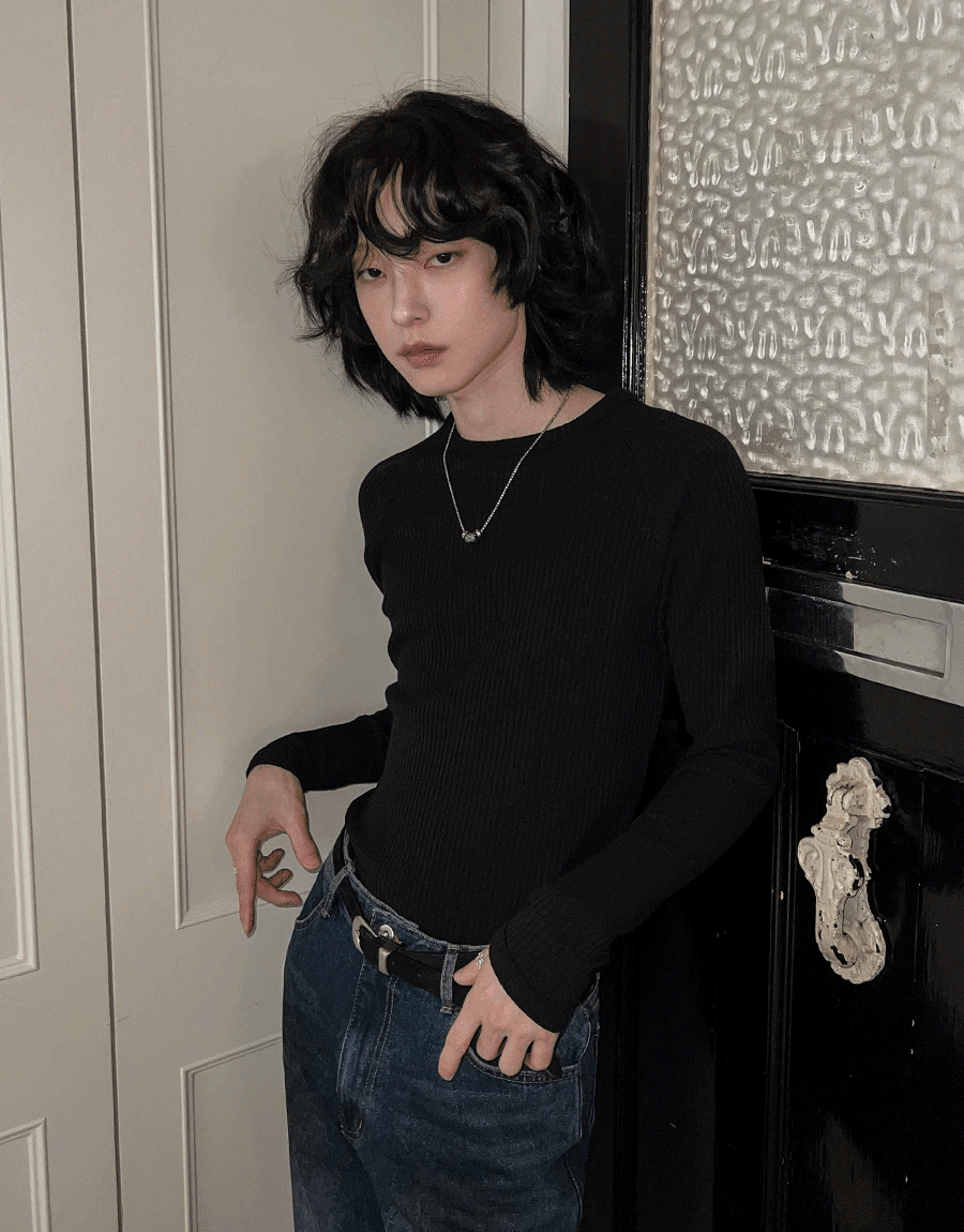 插肩羅紋長袖T卹