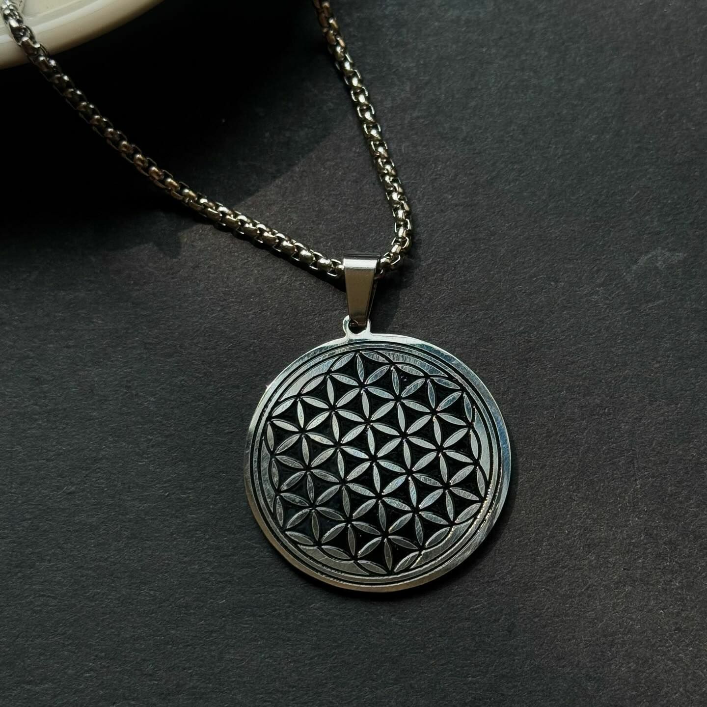 [原石] 靈性圖騰 生命之花 鈦鋼項鍊