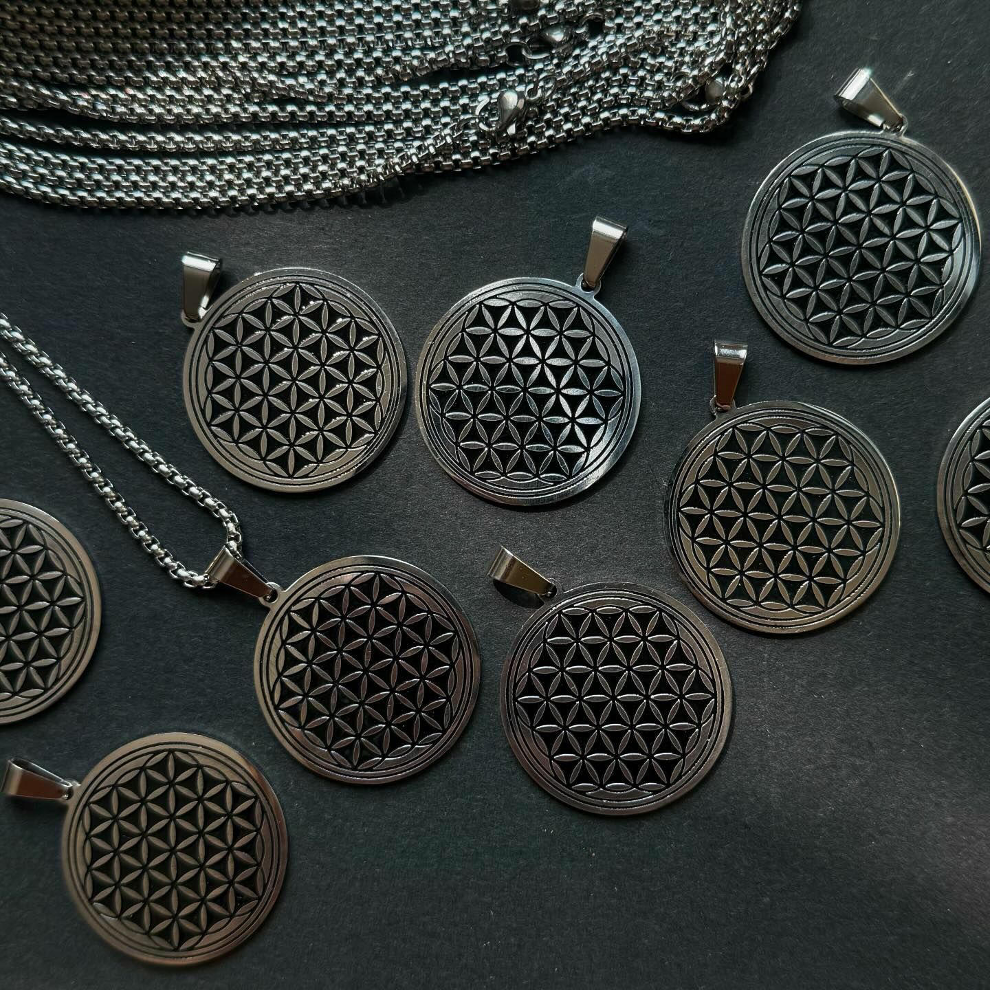 [原石] 靈性圖騰 生命之花 鈦鋼項鍊