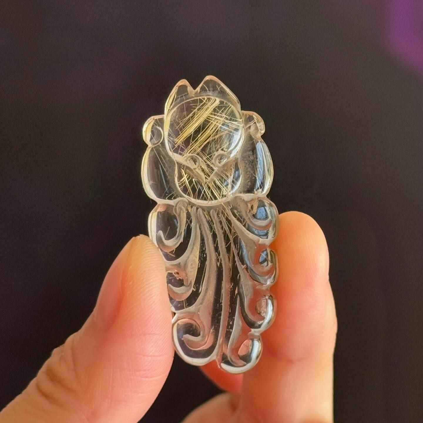 [原石] 金髮晶 鈦髮晶 九尾狐 雕刻件