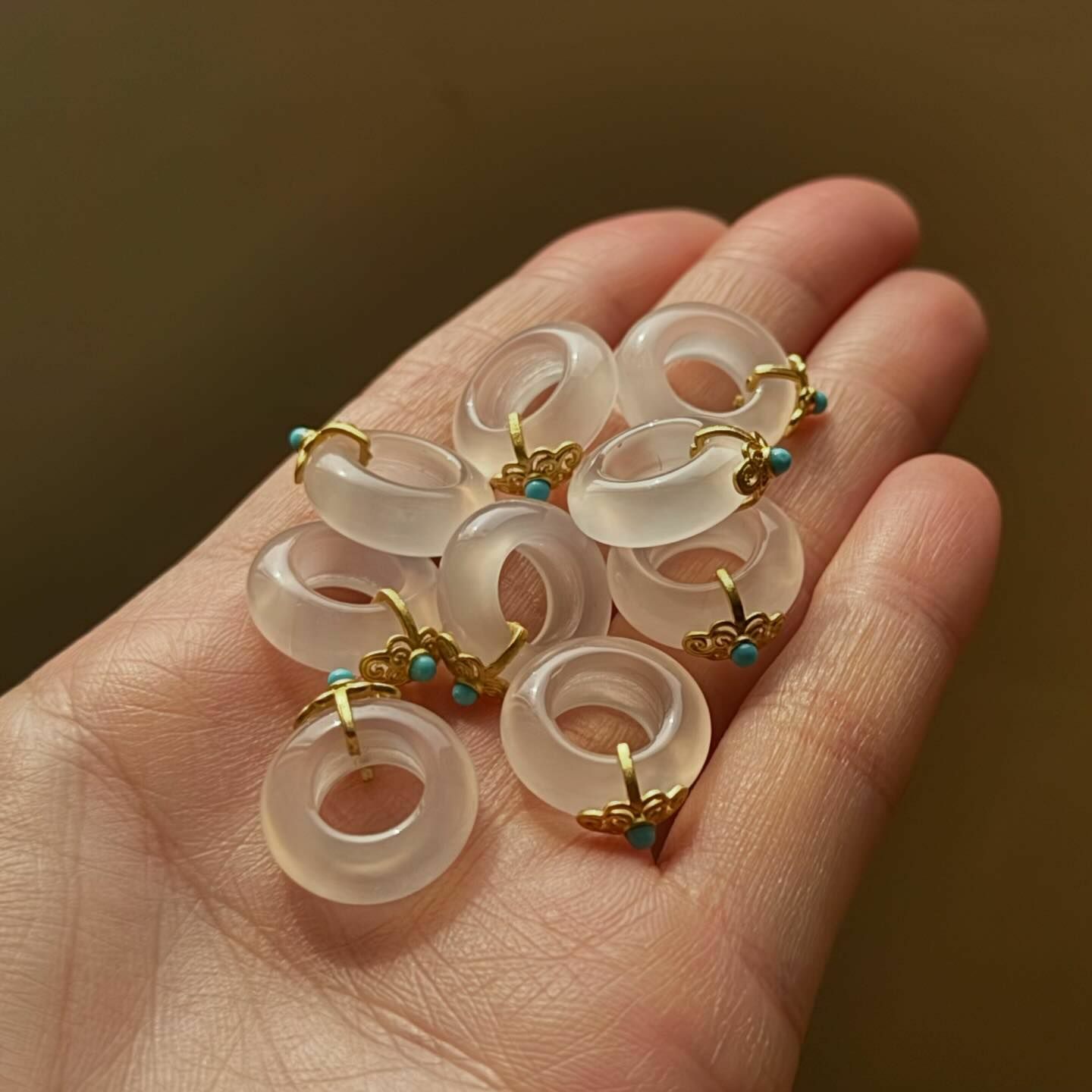 [原石] 白瑪瑙 跑環 串珠配件