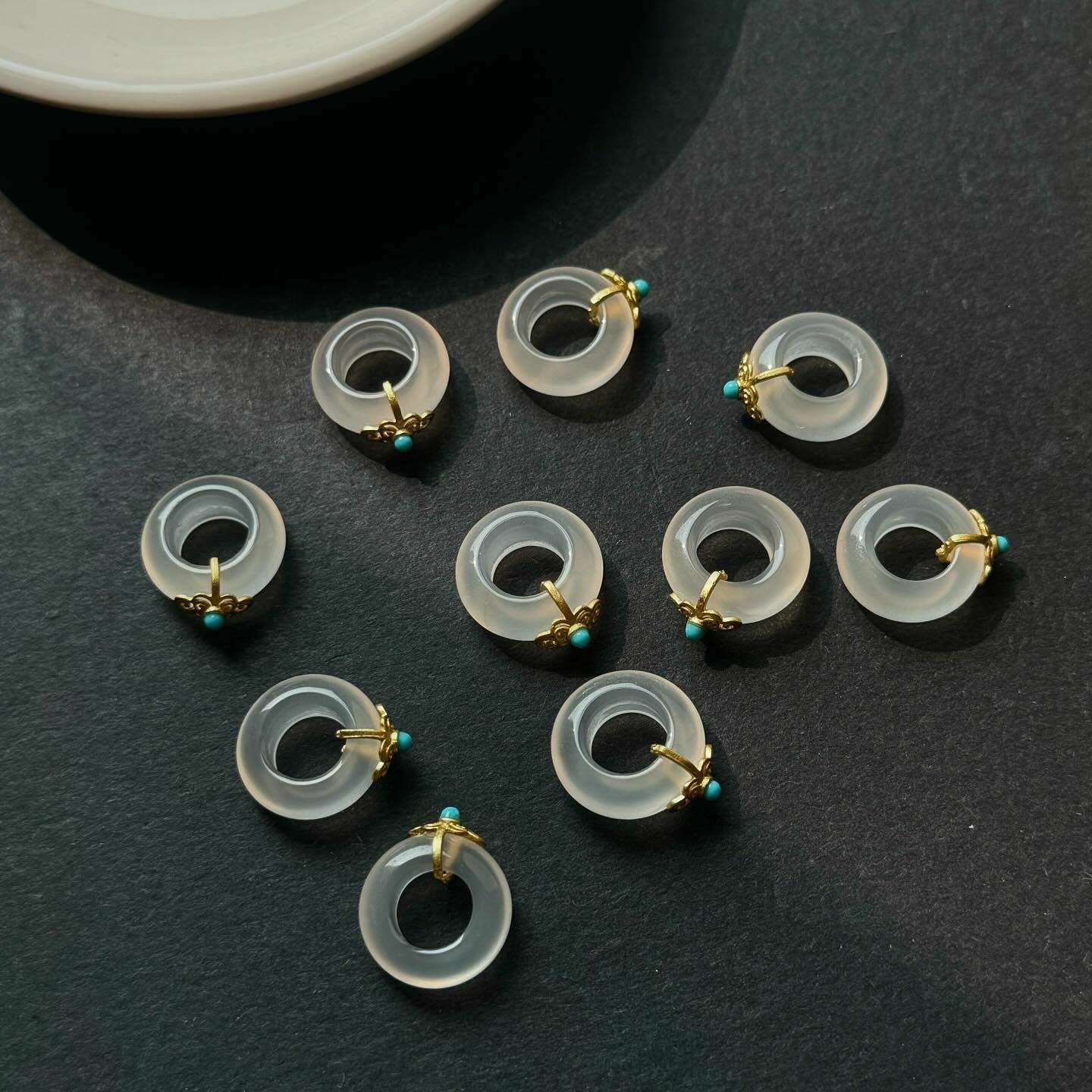 [原石] 白瑪瑙 跑環 串珠配件