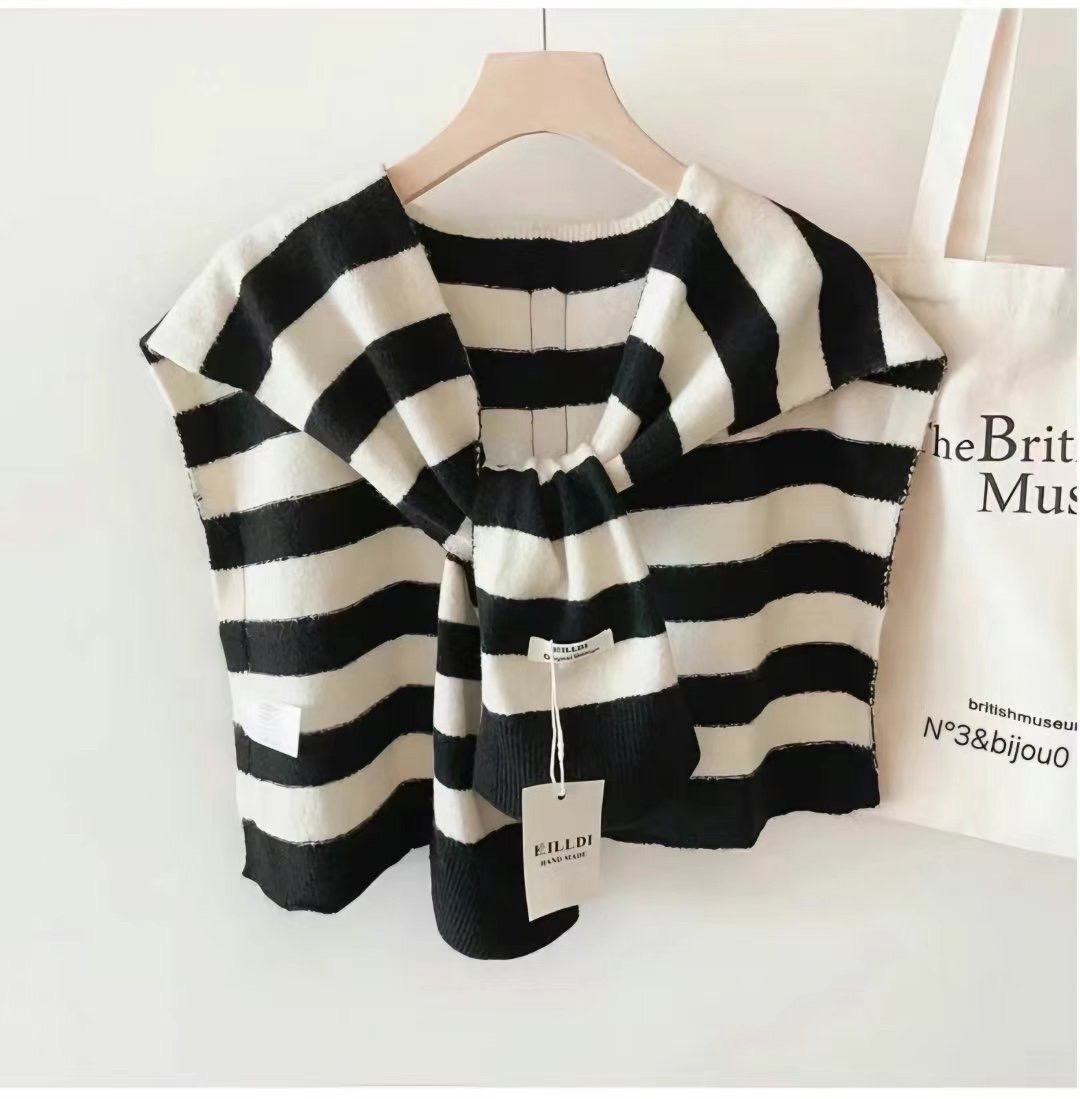 正韓薄款條紋披肩