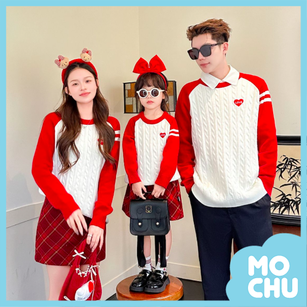 愛心麻花針織上衣親子裝