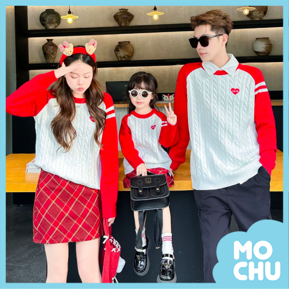 愛心麻花針織上衣親子裝