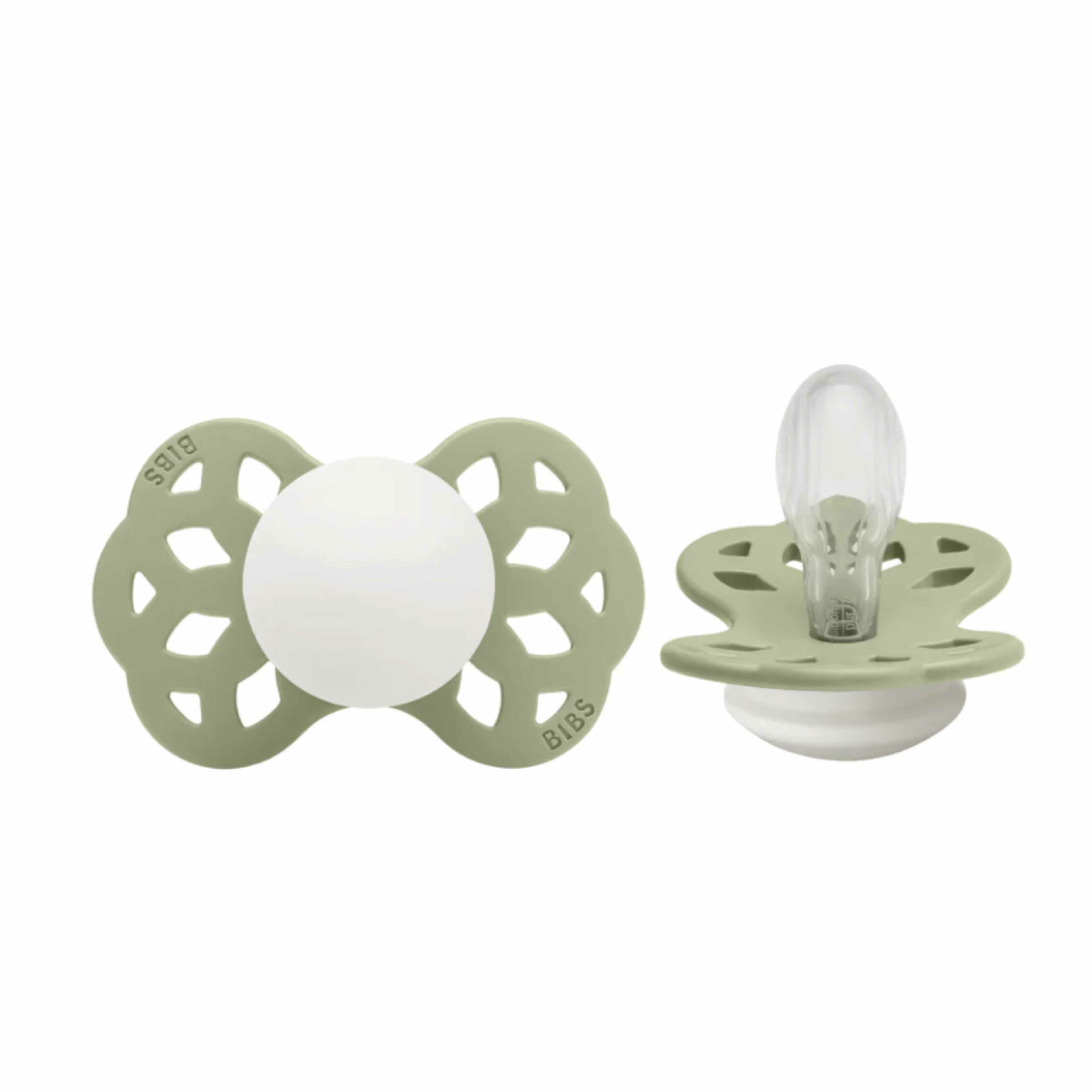 丹麥BIBS Infinity 雙扁型矽膠奶嘴-夜光灰綠