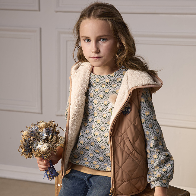 PIPPY 中性款菱格紋雙面穿連帽背心 桔