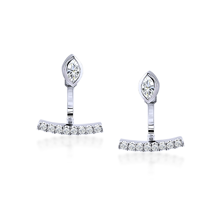 925純銀「微笑」雙層款晶鑽耳環-SDE0039