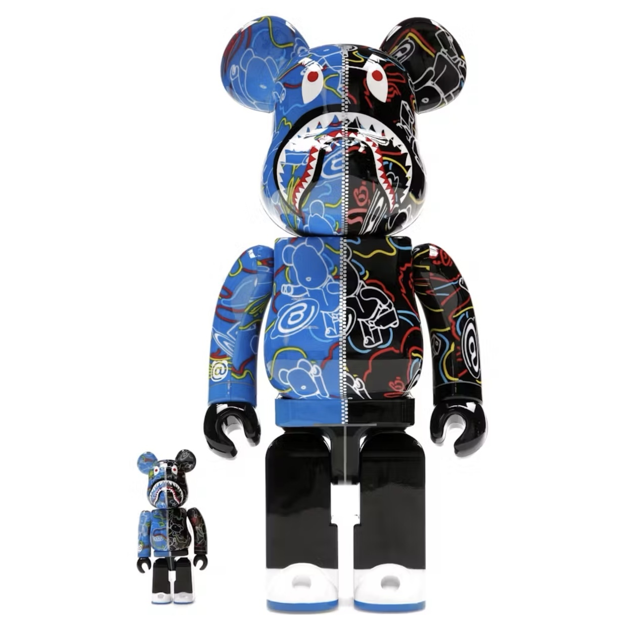 BE@RBRICK BAPE Line Camo Shark 400% & 100%
