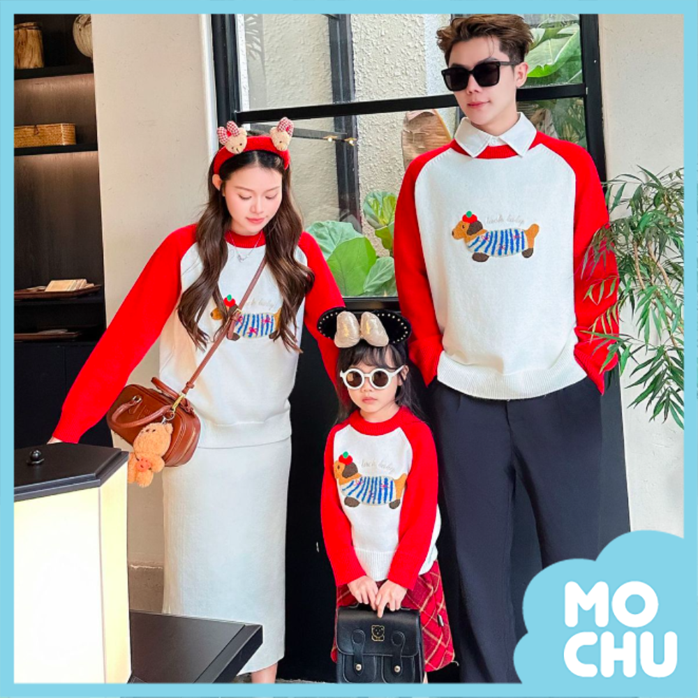 (150cm.L碼現貨)畫家臘腸狗針織親子裝