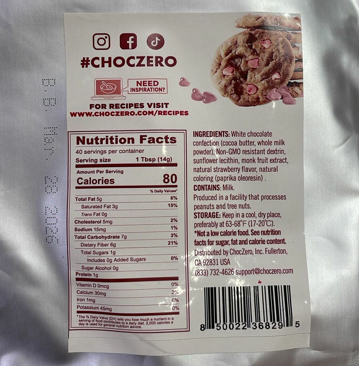 Choczero 無添加糖士多啤梨白朱古力粒 560g 大大包