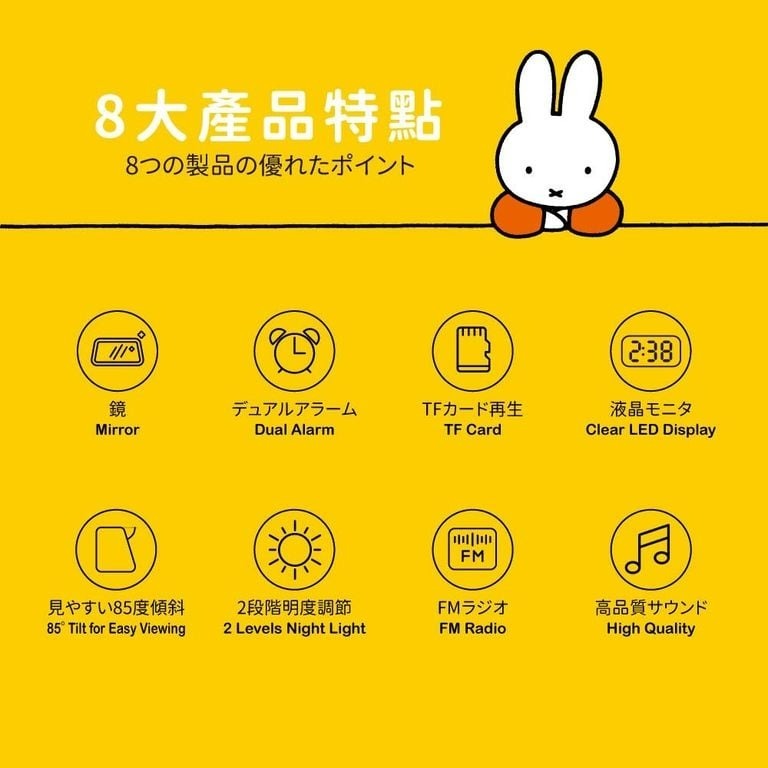 Miffy 多功能藍牙鏡面鬧鐘