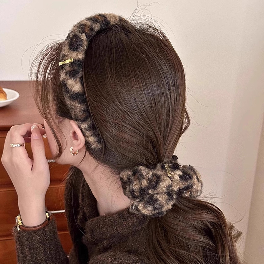 《5225》高質感豹紋毛絨髮飾