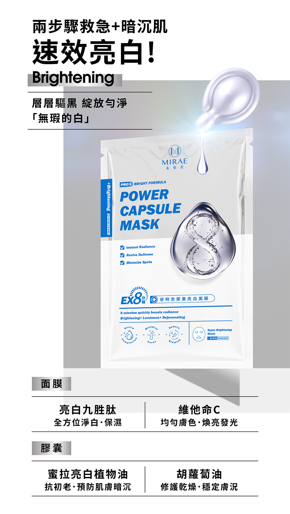 MIRAE未來美 EX8分鐘逆時空膠囊修護面膜 3入/組