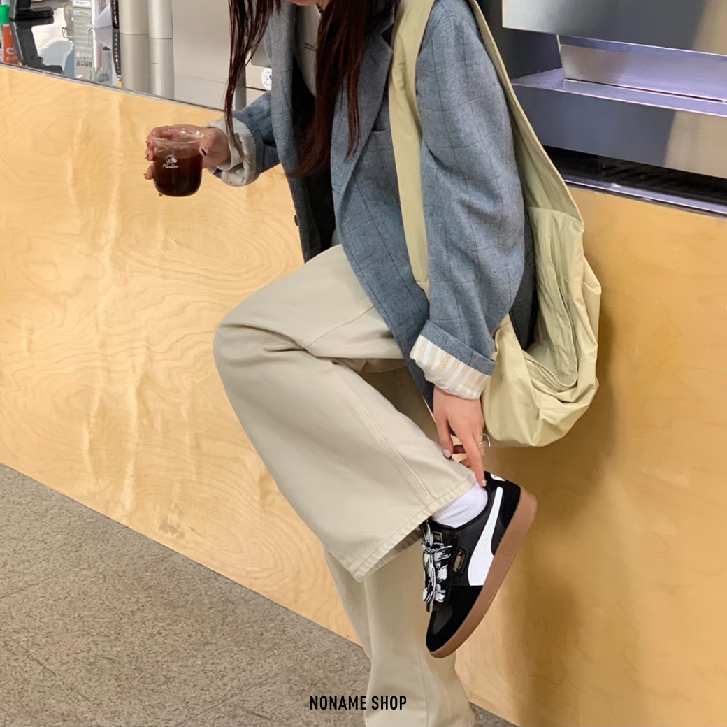 PUMA PALERMO WIDE LACE SD 復古 焦糖底 黑白 粗鞋帶 (女款)