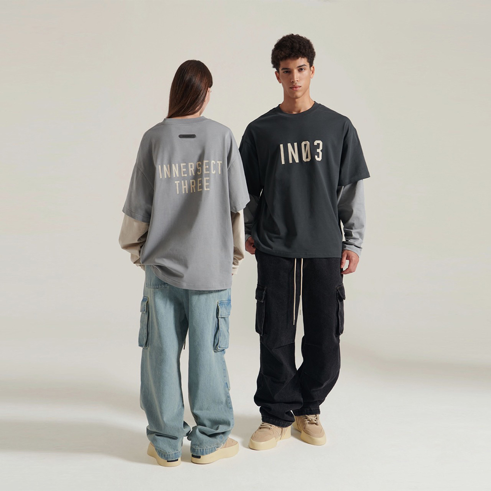 INNERSECT 三生萬物 FOG ESSENTIAL 24FW 假兩件長袖T-SHIRT 拼接撞色 寬鬆版 長Tee INN24FWTTE116*