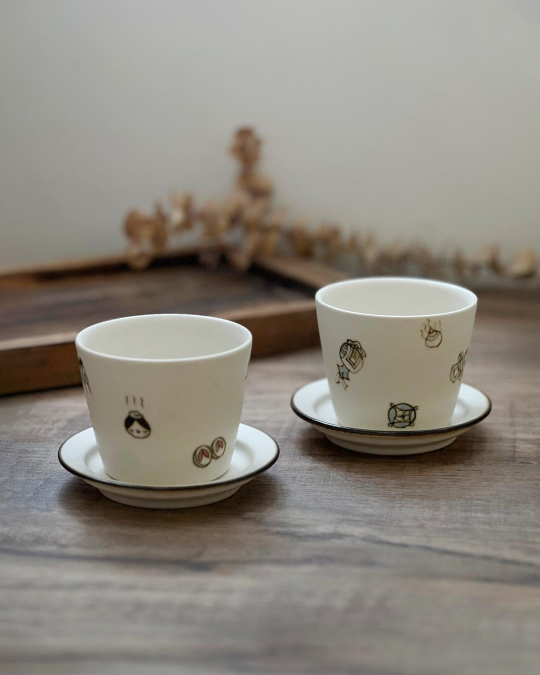 砥部燒 彩繪小杯／蓋碟｜sukoshiya