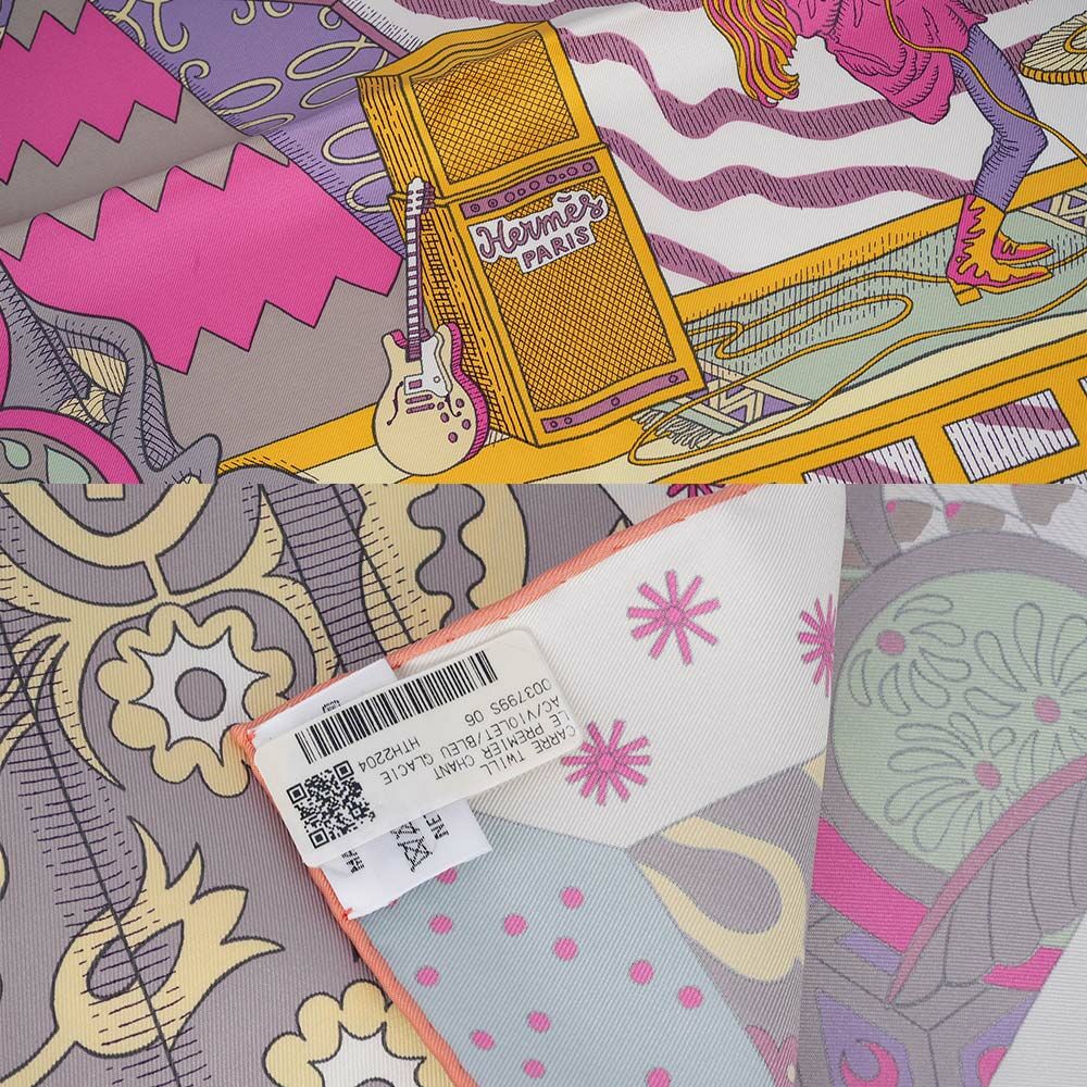 【HERMES】Le Premier Chant 時代新聲方巾(90x90)(紫羅蘭/冰川藍)H003799S 06