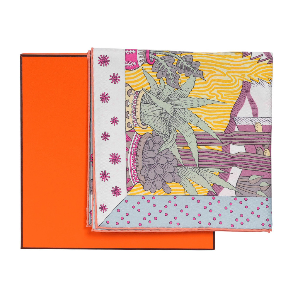 【HERMES】Le Premier Chant 時代新聲方巾(90x90)(紫羅蘭/冰川藍)H003799S 06